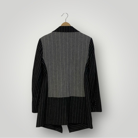 DEREK LAM Wool Double Breasted Striped Blazer Black Sz 4 - Picture 5 of 11